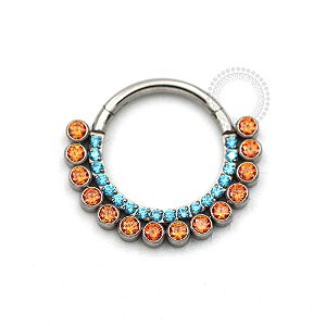 TN389 Segmento Frontal Azul e Laranja Titânio ASTM F136