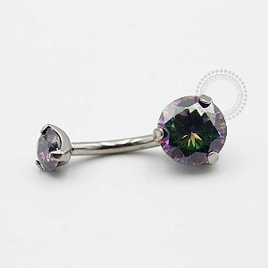 TN460 Navel CZ Cravada Vitrail Medium Titânio ASTM F136