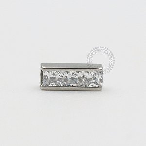 TN495 Topo Barra 3 CZ Quadradas Titânio ASTM F136