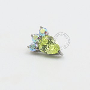 TN528 Topo Gota Light Green 3 CZ Titânio ASTM F136