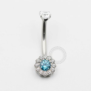 TN634 Navel Flor CZ 12 Pétalas Titânio ASTM F136