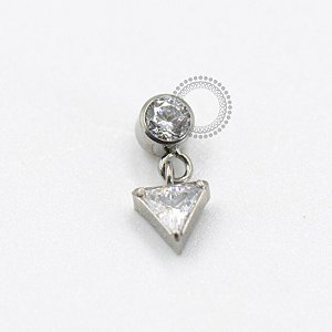 TN725 Topo Zirconia Pingente Triangular CZ  Titânio ASTM F136