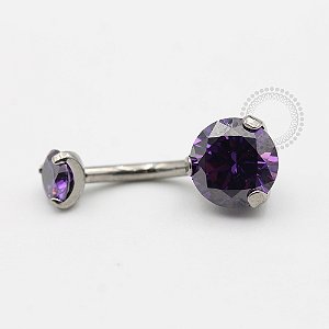 TN89 Navel CZ Cravada Roxa Titânio ASTM F136