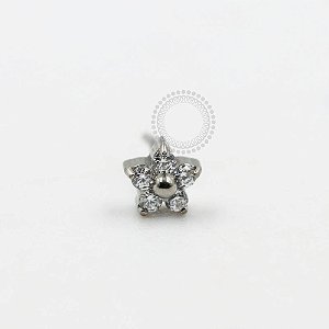 TN937 Topo Micro Flor CZ 3mm Push Pin Titânio ASTM F136