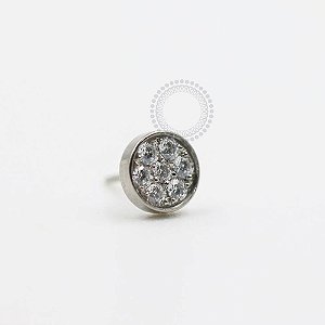 TN946 Topo Disco Cravejado CZ Push Pin Titânio ASTM F136