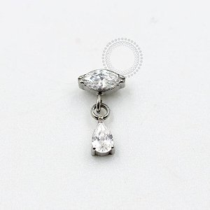 TN967 Topo Navete CZ Pingente Gota Titânio ASTM F136