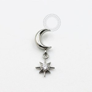 TN990 Topo Lua Pingente Estrela Titânio ASTM F136