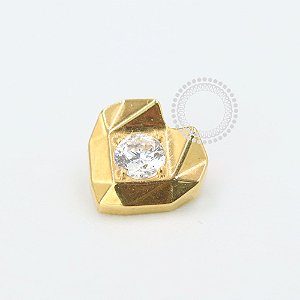 TN1045 Topo Coração Geométrico Titânio PVD Gold