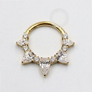 TN1112 Segmento Frontal Luxo Cristal Navetes Titânio PVD Gold
