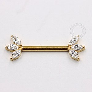 TN1120 Nipple 3 Navetes Push Pin Titânio PVD Gold