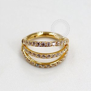 TN1126 Segmento Triplo Fios Cravejados Titânio PVD Gold