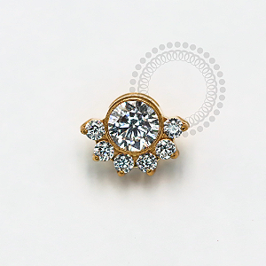 TN1204 Topo Meia Flor CZ Titânio PVD Gold