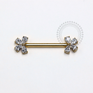 TN1215 Nipple CZ Borboleta Push Pin Titânio PVD Gold