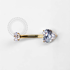 TN1220 Navel Coração Zircônia Titânio PVD Gold