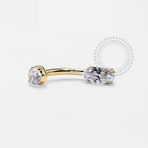 TN1254 Navel Zirconia Navete Titânio PVD Gold