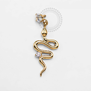 TN1295 Topo Zirconia Pingente Cobra Titânio PVD Gold