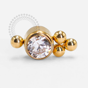 TN1451 Topo Zirconia 4 Esferas Titânio PVD Gold