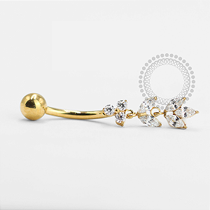 TN1494 Navel Trinity CZ Pingente Navetes Titânio PVD Gold