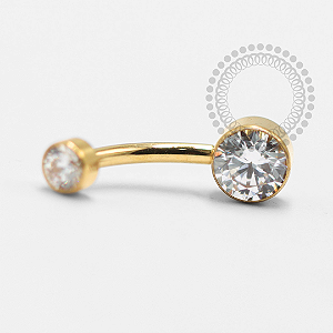 TN1500 Navel Zirconia Flat Titânio PVD Gold