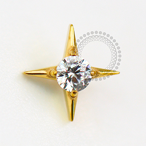 TN1605 Topo Estrela 4 Pontas CZ Titânio PVD Gold