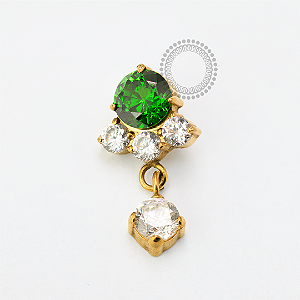 TN1675 Topo CZ Verde Pingente CZ Titânio PVD Gold