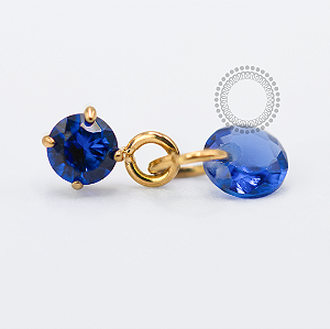 TN1712 Topo CZ Azul Push Pin Pingente CZ  Titânio PVD Gold