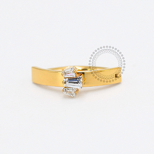 TN1791 Navel Belly Clicker CZ Baguetes Titânio PVD Gold