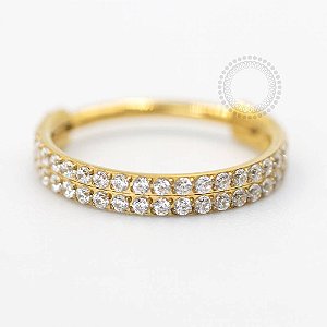 TN27 Segmento Cravejado Duplo Titânio PVD Gold