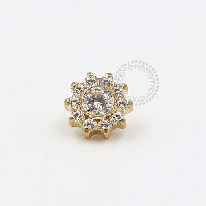 TN292 Topo Mini Flor 10 Pétalas CZ Titânio PVD Gold