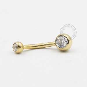 TN359 Navel Tradicional Zirconia P Titânio PVD Gold
