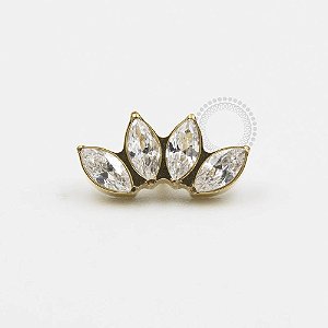 TN382 Topo Cluster 4 CZ Navetes Titânio PVD Gold