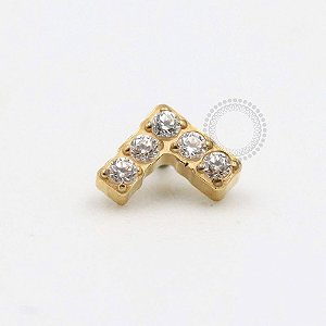 TN486 Topo Mini V Zirconias Titânio PVD Gold