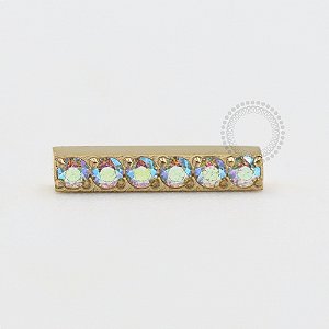 TN492 Topo Barra 6 Zirconias Titânio PVD Gold