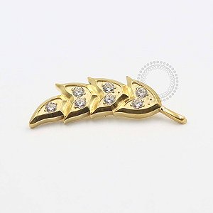 TN532 Topo Folha 7 CZ Titânio PVD Gold