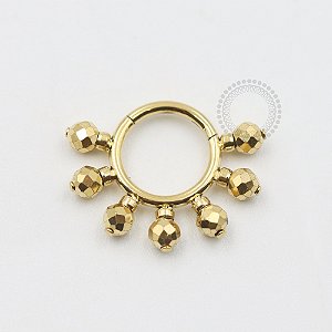 TN548 Segmento Frontal 7 Esferas Titânio PVD Gold