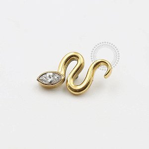 TN569 Topo Cobra CZ Navete Titânio PVD Gold