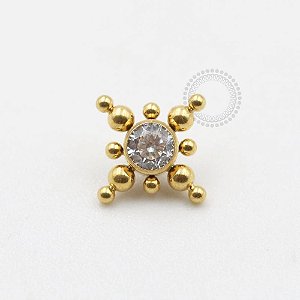 TN571 Topo CZ Esferas Titânio PVD Gold