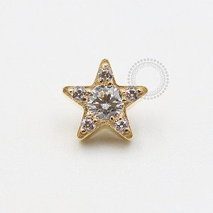 TN640 Topo Estrela Cravejada Titânio PVD Gold