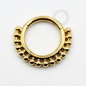 TN821 Segmento Frontal 8mm Esferas Titânio PVD Gold