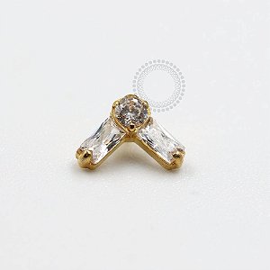 TN865 Topo V CZ Baguetes Titânio PVD Gold