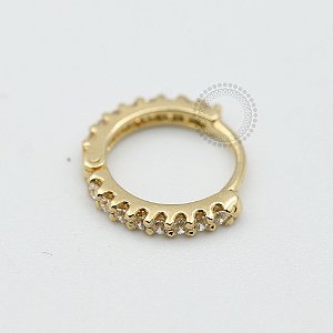 OR15 Argola Clicker Cravejada 8mm CZ Ouro 18k