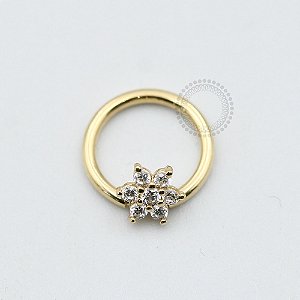 OR16 Captive Flor Zirconias Ouro 18K
