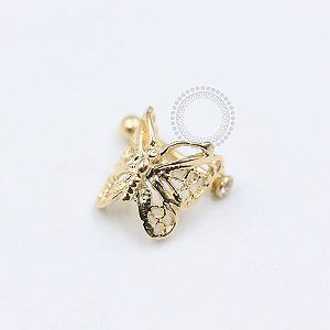 OR42 Argola Borboleta Haste Microbell  Ouro 18K