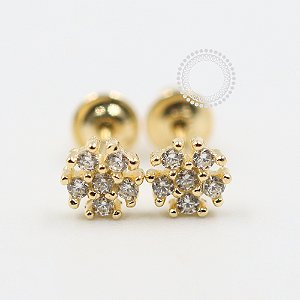 OR53 Brinco Flor de Lótus Tarracha Baby Ouro 18K
