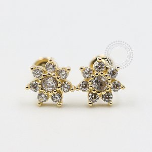 OR54 Brinco Margarida Tarraxa Baby Ouro 18K