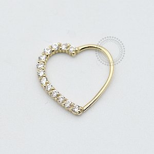 OR23 Coração Daith Cravejado Ouro 18K