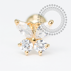 OR105 Microbell Borboleta Ouro 18K