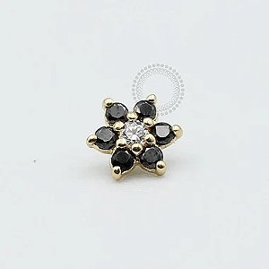 OR17 Topo Flor 6 Pétalas Ouro 18K