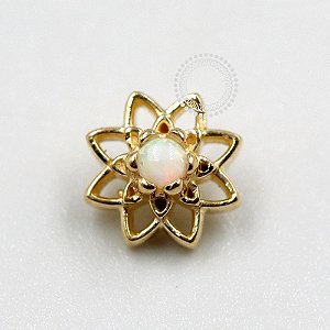 OR71 Topo Flor De Lótus Vazada Miolo Opala Ouro 18K