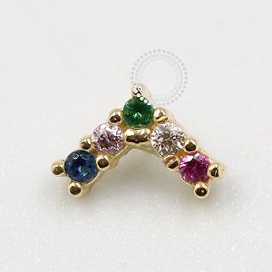 OR76 Topo Bumerangue Rainbow Ouro 18K